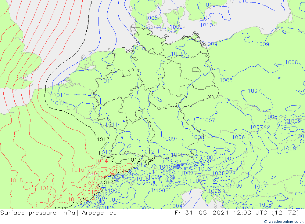 Bodendruck Arpege-eu Fr 31.05.2024 12 UTC