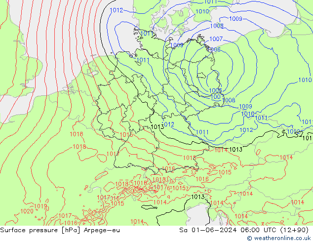 Bodendruck Arpege-eu Sa 01.06.2024 06 UTC