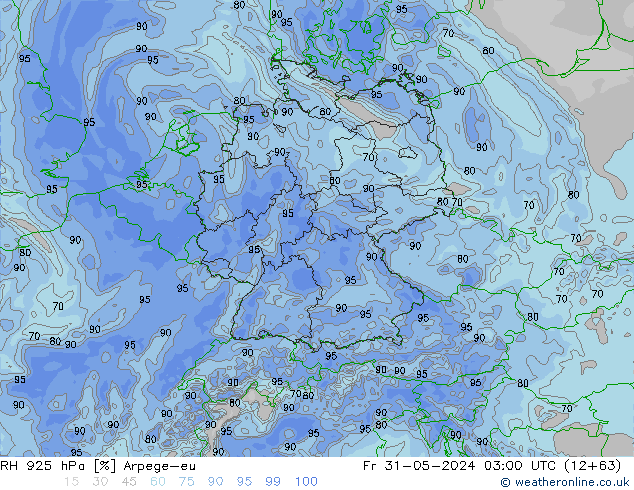 RH 925 hPa Arpege-eu pt. 31.05.2024 03 UTC