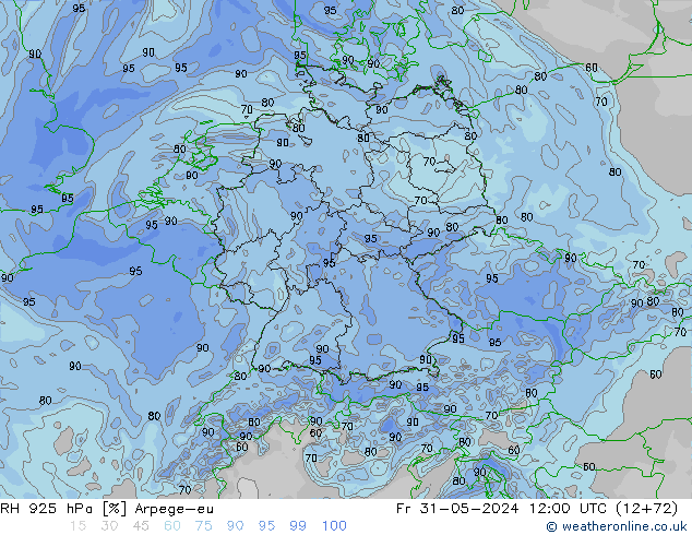 RH 925 hPa Arpege-eu pt. 31.05.2024 12 UTC