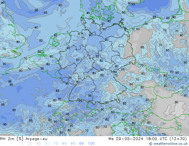 RH 2m Arpege-eu We 29.05.2024 18 UTC