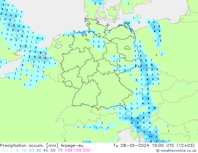 Precipitation accum. Arpege-eu Tu 28.05.2024 15 UTC