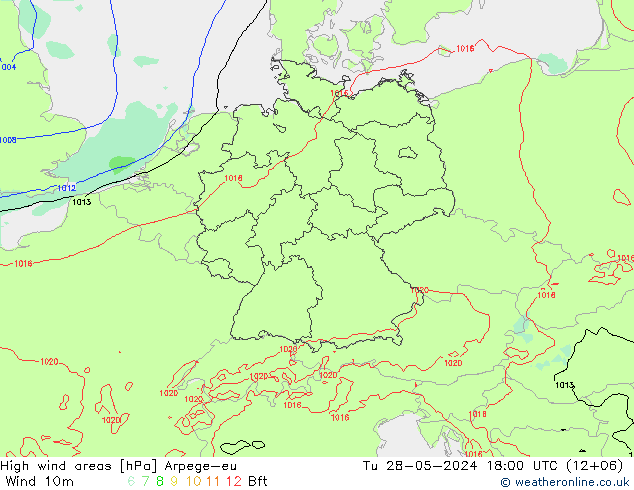 High wind areas Arpege-eu  28.05.2024 18 UTC