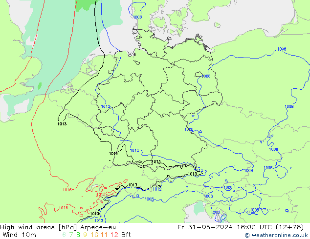 High wind areas Arpege-eu Fr 31.05.2024 18 UTC