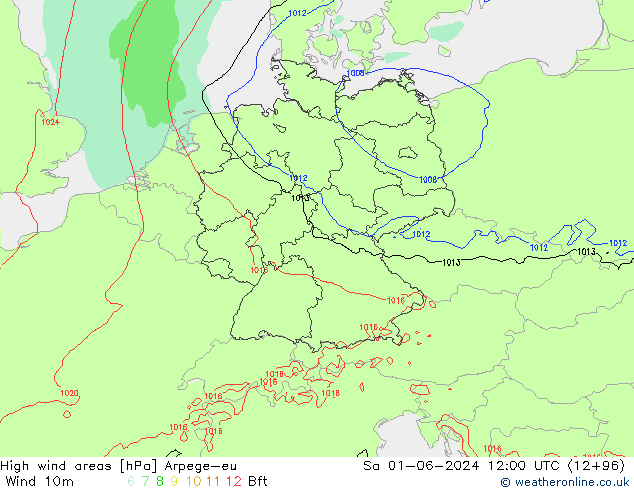 Windvelden Arpege-eu za 01.06.2024 12 UTC