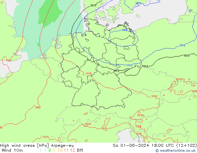 High wind areas Arpege-eu sam 01.06.2024 18 UTC