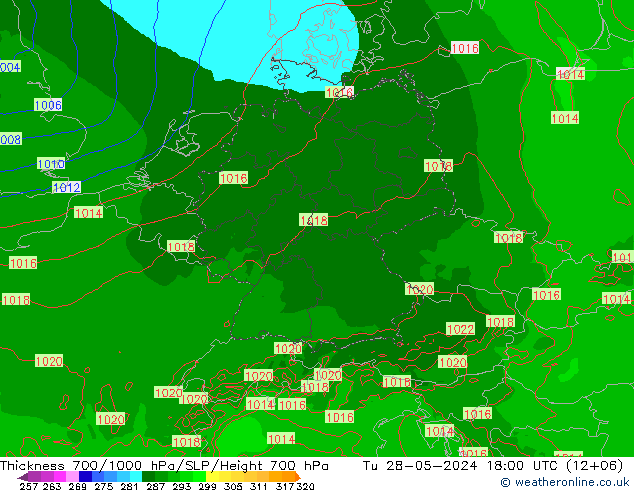 700-1000 hPa Kalınlığı Arpege-eu Sa 28.05.2024 18 UTC