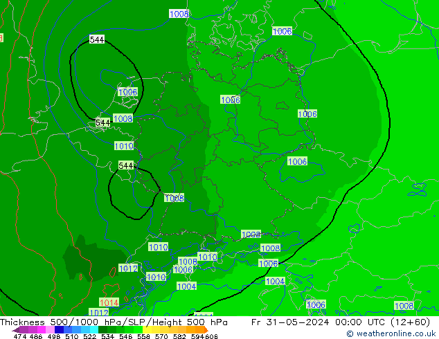 Thck 500-1000hPa Arpege-eu Fr 31.05.2024 00 UTC