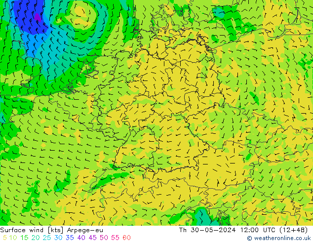 Bodenwind Arpege-eu Do 30.05.2024 12 UTC