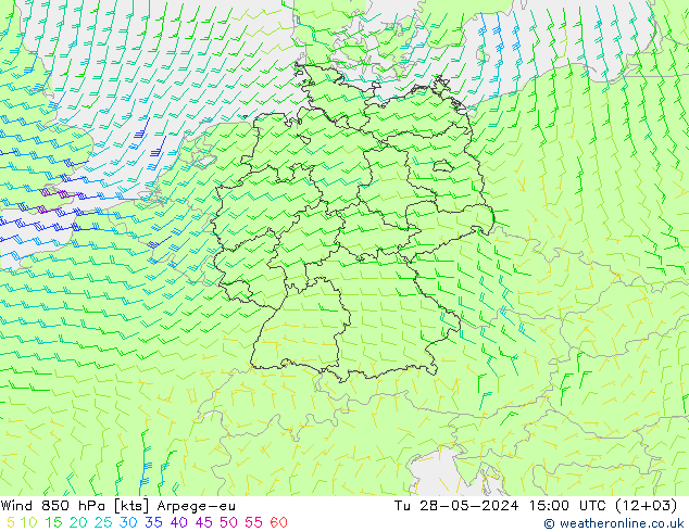 Viento 850 hPa Arpege-eu mar 28.05.2024 15 UTC