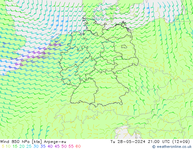 Wind 850 hPa Arpege-eu di 28.05.2024 21 UTC