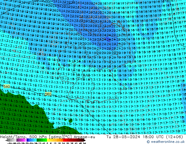 Height/Temp. 500 hPa Arpege-eu Ter 28.05.2024 18 UTC