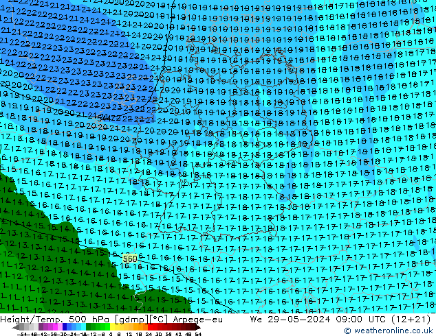 Height/Temp. 500 гПа Arpege-eu ср 29.05.2024 09 UTC