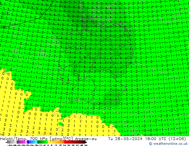 Hoogte/Temp. 700 hPa Arpege-eu di 28.05.2024 18 UTC