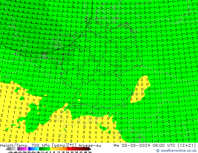 Height/Temp. 700 hPa Arpege-eu  29.05.2024 09 UTC