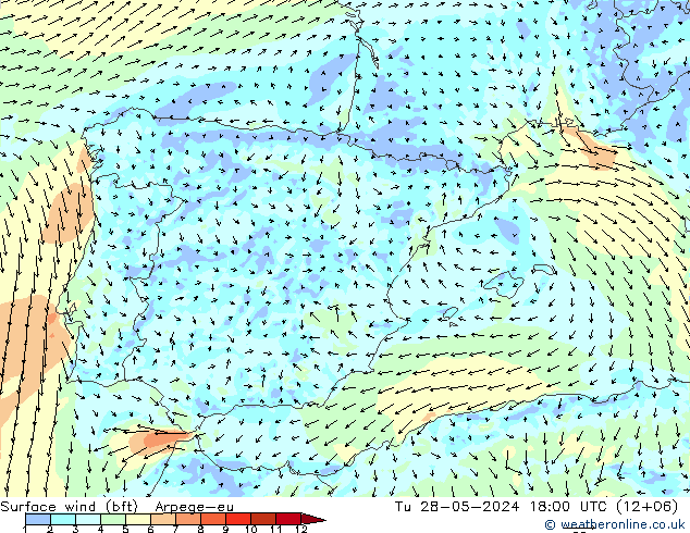 ве�Bе�@ 10 m (bft) Arpege-eu вт 28.05.2024 18 UTC