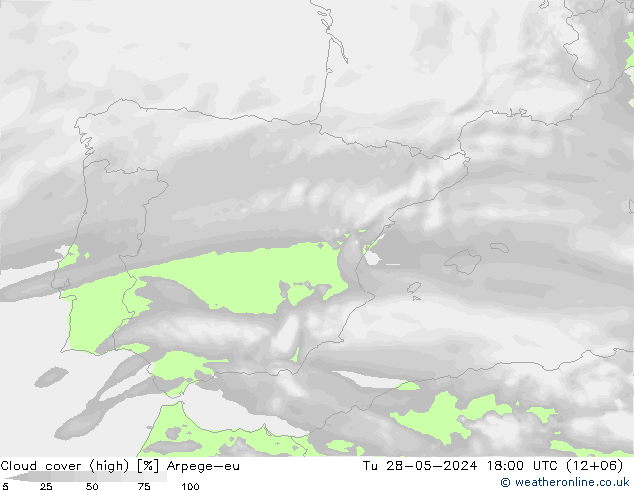 Nuages (élevé) Arpege-eu mar 28.05.2024 18 UTC