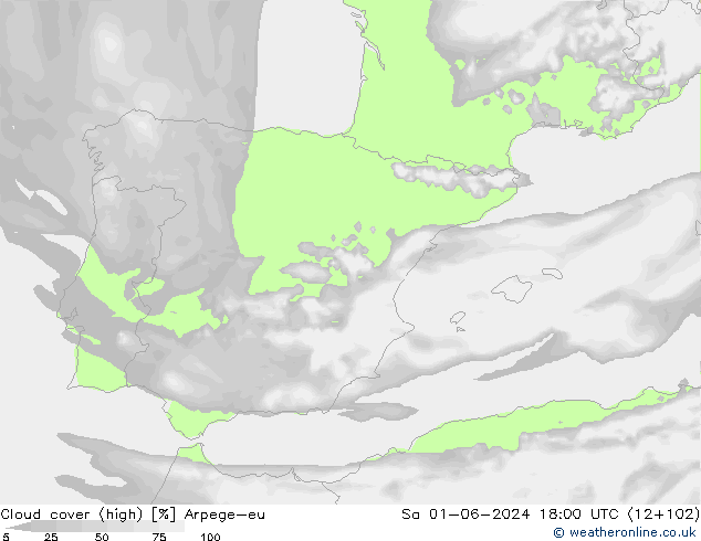 zachmurzenie (wysokie) Arpege-eu so. 01.06.2024 18 UTC