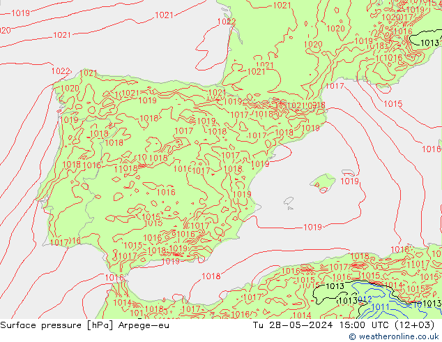 Pressione al suolo Arpege-eu mar 28.05.2024 15 UTC