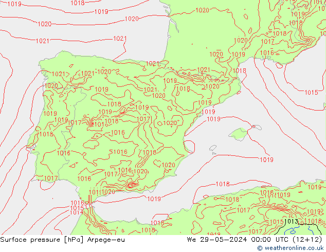 ciśnienie Arpege-eu śro. 29.05.2024 00 UTC