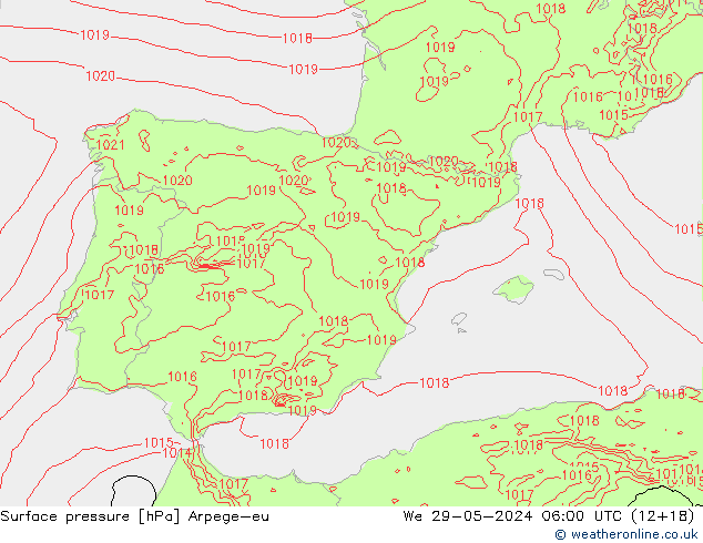 Yer basıncı Arpege-eu Çar 29.05.2024 06 UTC