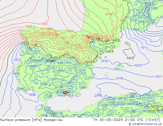 ciśnienie Arpege-eu czw. 30.05.2024 21 UTC