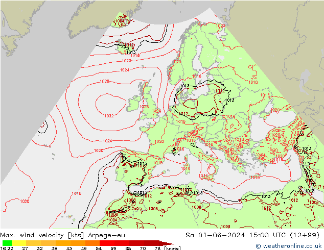 Windböen Arpege-eu Sa 01.06.2024 15 UTC