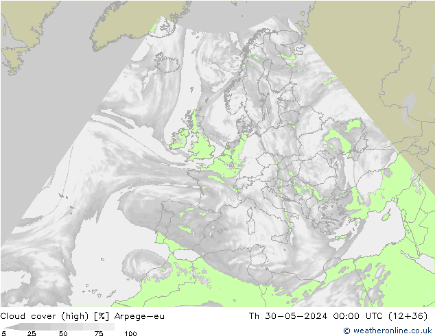 Nubes altas Arpege-eu jue 30.05.2024 00 UTC