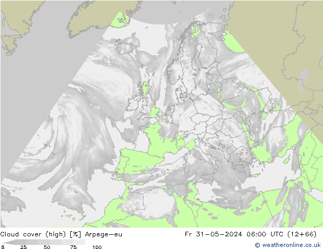 Bewolking (Hoog) Arpege-eu vr 31.05.2024 06 UTC