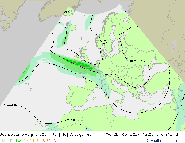 Jet stream Arpege-eu Qua 29.05.2024 12 UTC