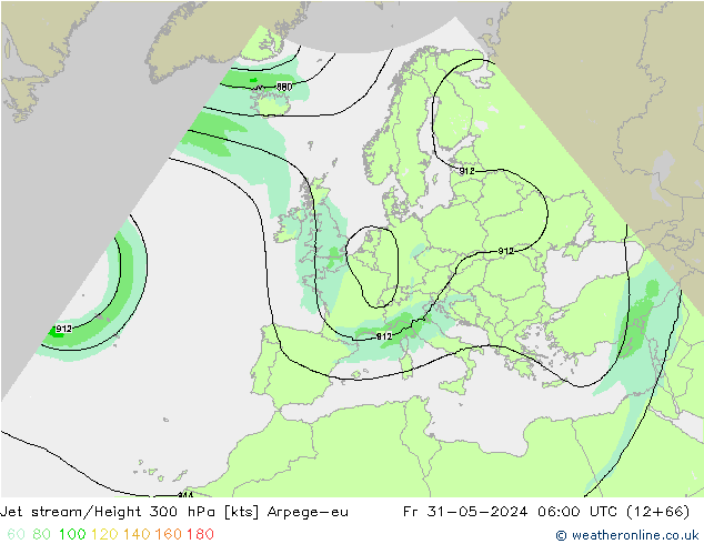 Jet stream/Height 300 hPa Arpege-eu Fr 31.05.2024 06 UTC