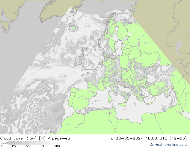 Bewolking (Laag) Arpege-eu di 28.05.2024 18 UTC