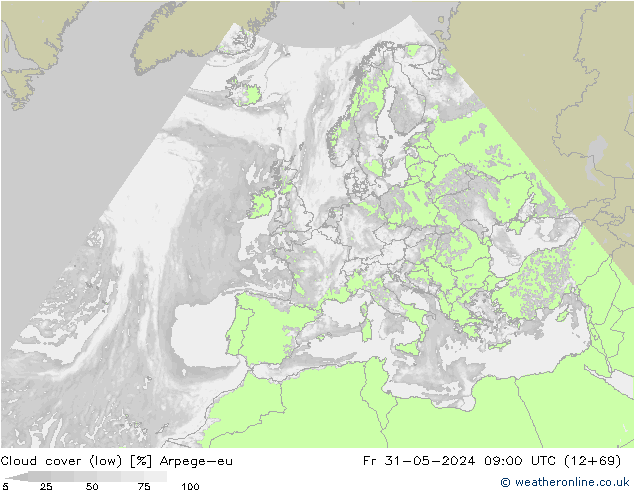 Nubi basse Arpege-eu ven 31.05.2024 09 UTC