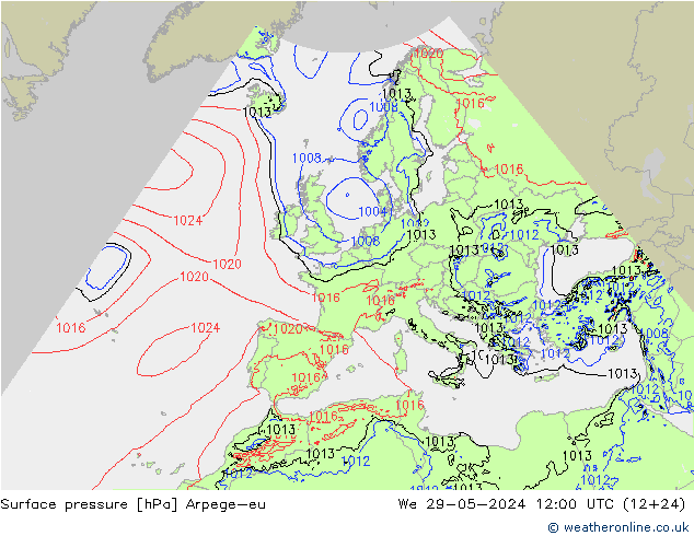 地面气压 Arpege-eu 星期三 29.05.2024 12 UTC