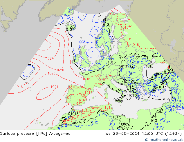 pressão do solo Arpege-eu Qua 29.05.2024 12 UTC