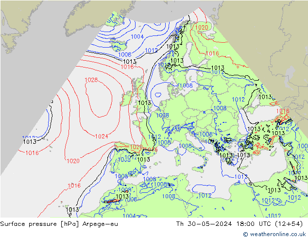 Bodendruck Arpege-eu Do 30.05.2024 18 UTC