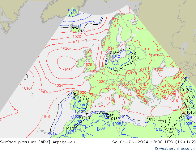 Luchtdruk (Grond) Arpege-eu za 01.06.2024 18 UTC
