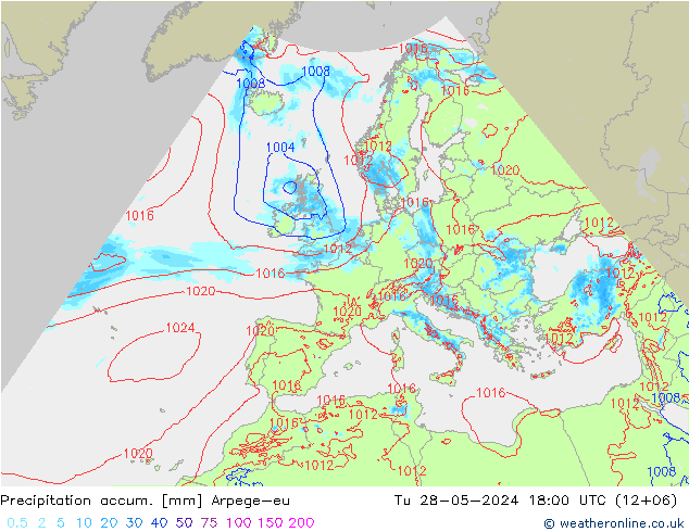 Totale neerslag Arpege-eu di 28.05.2024 18 UTC