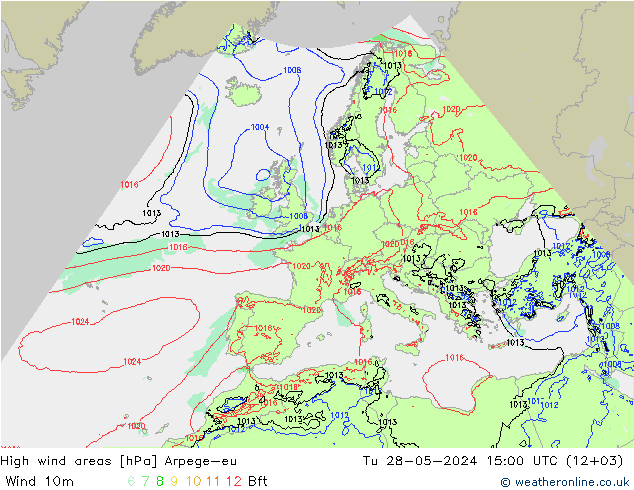 High wind areas Arpege-eu mar 28.05.2024 15 UTC