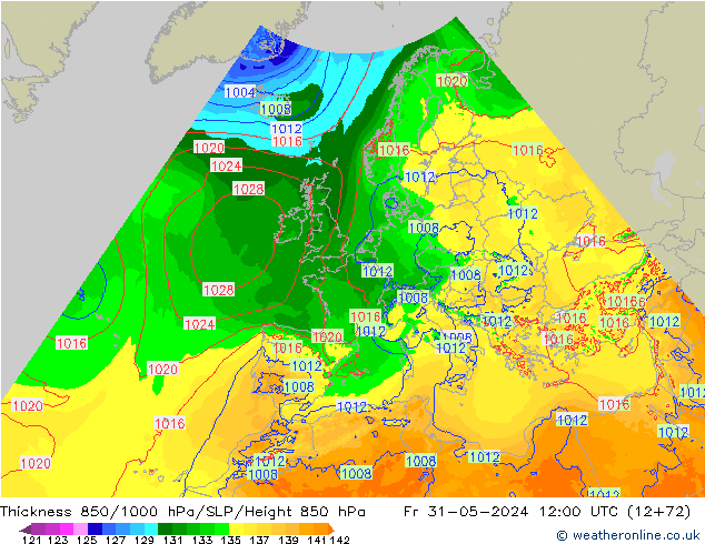 Thck 850-1000 hPa Arpege-eu Fr 31.05.2024 12 UTC