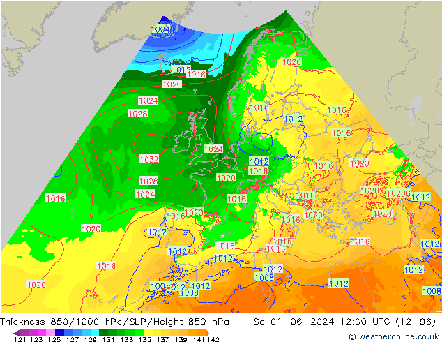 Thck 850-1000 hPa Arpege-eu sam 01.06.2024 12 UTC