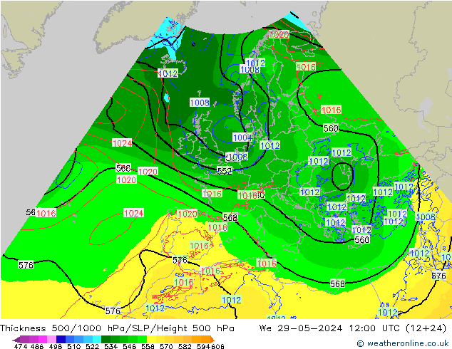 Dikte 500-1000hPa Arpege-eu wo 29.05.2024 12 UTC