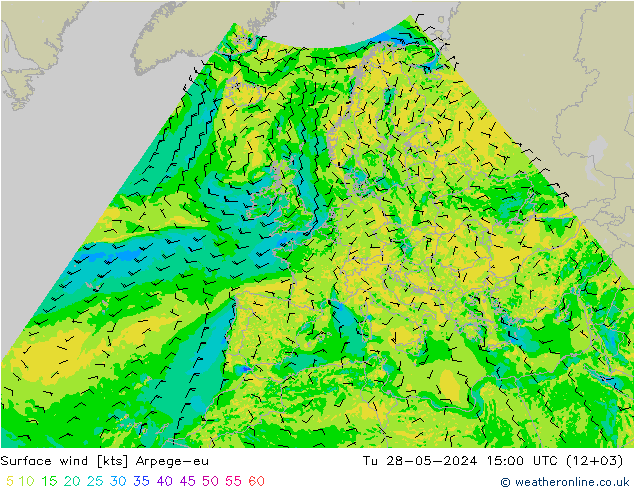 风 10 米 Arpege-eu 星期二 28.05.2024 15 UTC