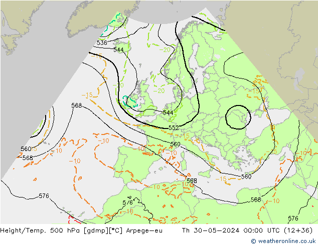 Height/Temp. 500 hPa Arpege-eu Do 30.05.2024 00 UTC