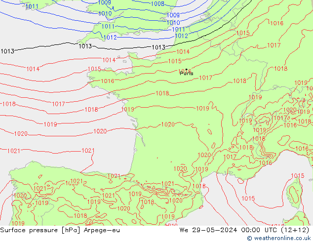 pressão do solo Arpege-eu Qua 29.05.2024 00 UTC