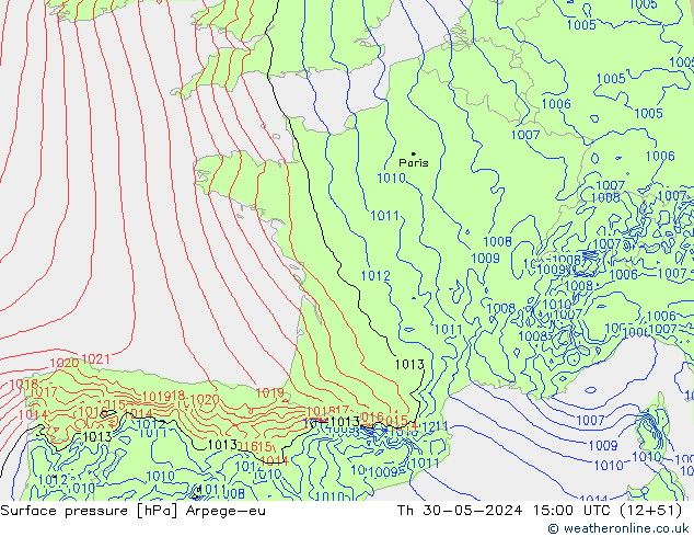 Surface pressure Arpege-eu Th 30.05.2024 15 UTC