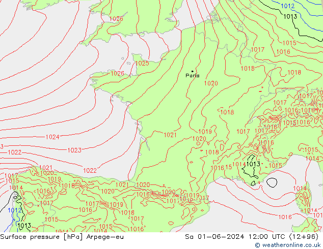 Yer basıncı Arpege-eu Cts 01.06.2024 12 UTC