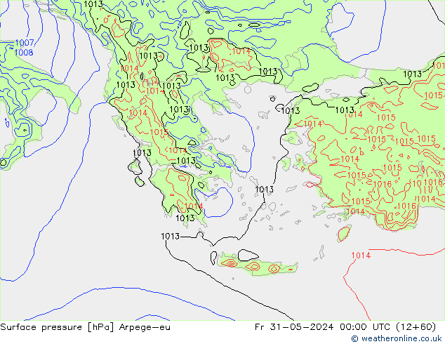 Atmosférický tlak Arpege-eu Pá 31.05.2024 00 UTC