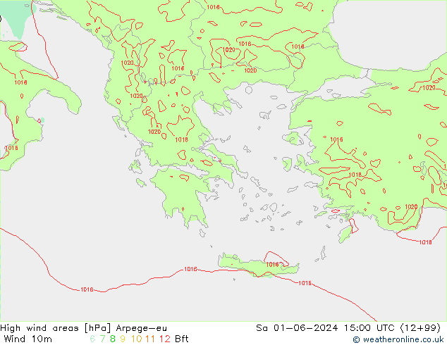 High wind areas Arpege-eu Sa 01.06.2024 15 UTC