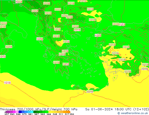 700-1000 hPa Kalınlığı Arpege-eu Cts 01.06.2024 18 UTC